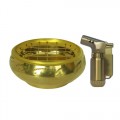 Brass Charcoal Burner Incense Pot + Jet Torch Lighter Gasoline